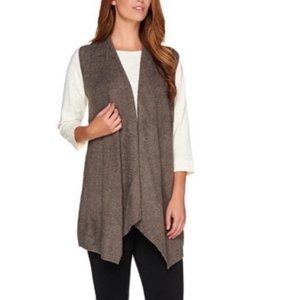 Barefoot Dreams Bamboo CozyChic Lite Calypso Vest drape front Cocoa Brown